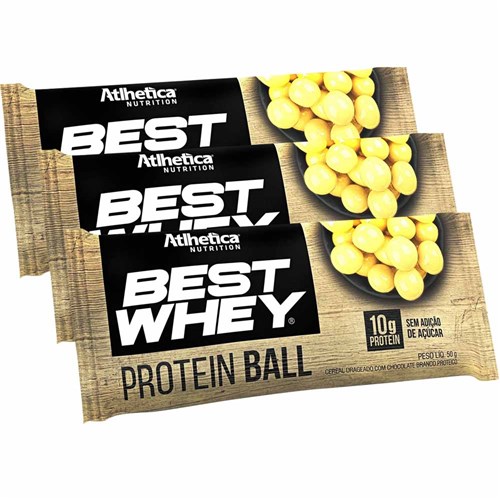 Best Whey Protein Ball 50g Chocolate Branco Proteico C/ 3 Unidades - Atlhetica Nutrition