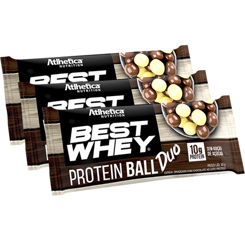 Best Whey Protein Ball Duo 50g Chocolate Branco e Chocolate ao Leite Proteico C/ 3 Unidades - Atlhetica Nutrition