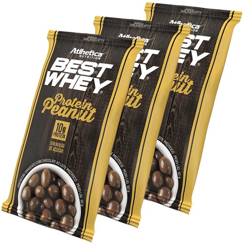Best Whey Protein Peanut - Amendoim com Chocolate ao Leite Protéico C/ 03 Unidades 50g Cada - Atlhetica