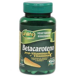 Betacaroteno 500mg - Unilife - Sem Sabor - 60 Cápsulas