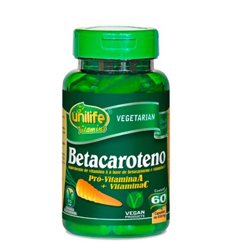 Betacaroteno Pró com Vitaminas a e C Unilife 60 Cápsulas de 500Mg