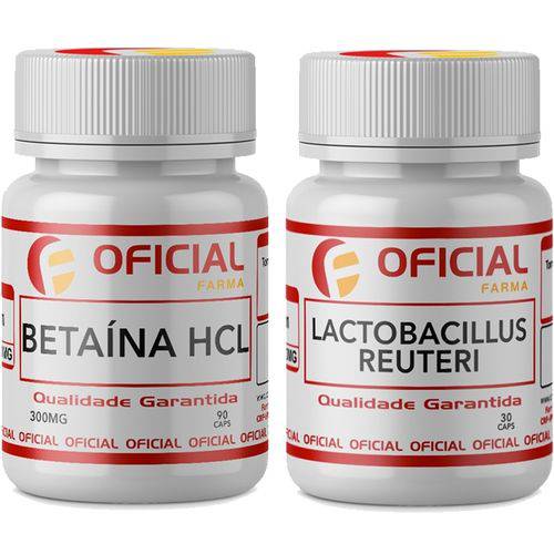 Betaína Hcl 300mg 90 Caps + Lactobacillus Reuteri 30 Caps