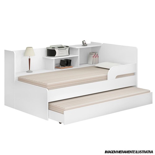 Bi-cama com Prateleira Lateral 0740 Branco Premium Multimóveis