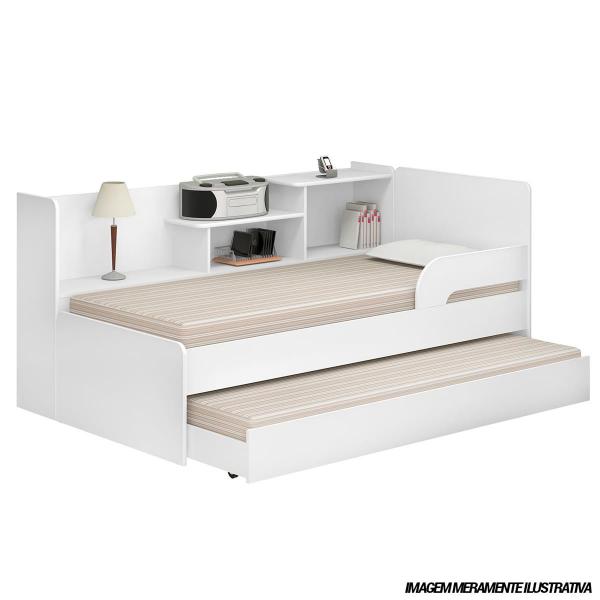 Tudo sobre 'Bi-cama com Prateleira Lateral 0740 Branco Premium Multimóveis'