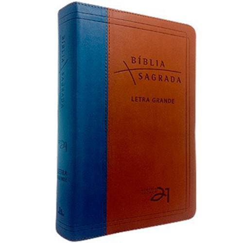 Bíblia Almeida Século 21 Letra Grande Luxo - Marrom e Azul