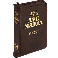 Bíblia Ave Maria Letra Maior Zíper - Marrom