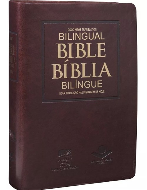 Bíblia Bilíngue - Português / Inglês - Capa Luxo Marrom