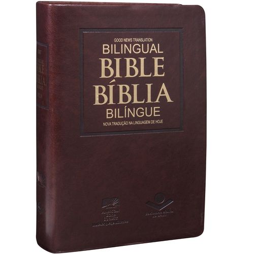 Bíblia Bilíngue - Português Inglês - Sbb - Luxo Marrom Ntlh