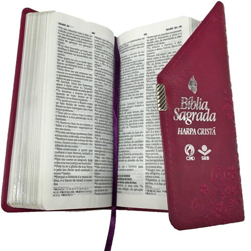 Bíblia Carteira com Harpa Cristã - Vinho Rc