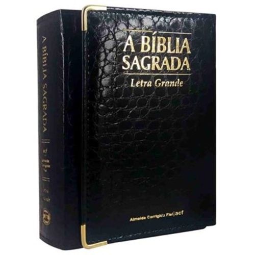 Bíblia Carteira Crocodilo Média Preta - Letra Grande