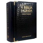 Bíblia Carteira Crocodilo Média Preta - Letra Grande