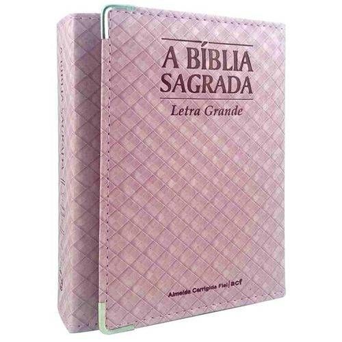 Bíblia Carteira Espelhada Média Rosa - Letra Grande