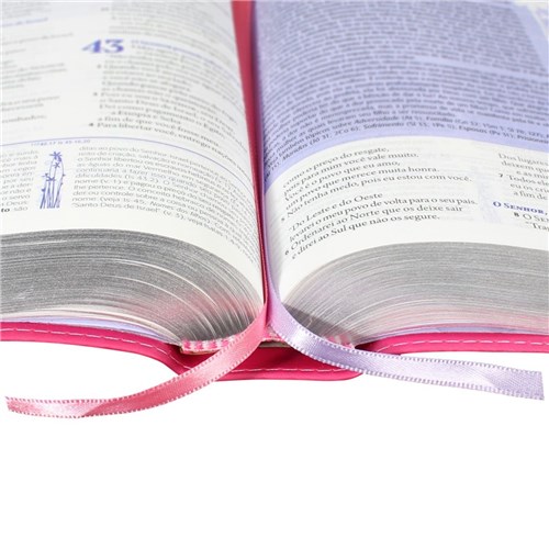 Bíblia da Mulher Ntlh Média C/ Índice Pink - Couro Bonded
