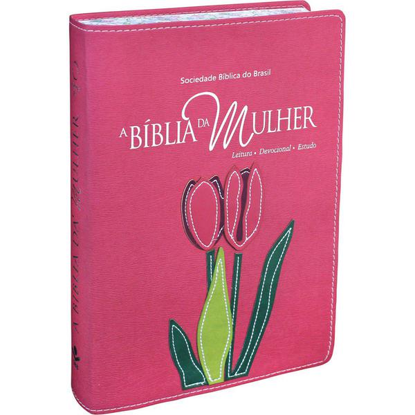 Bíblia da Mulher RA Grande Bordas Floridas Tulipa Relevo - Sbb