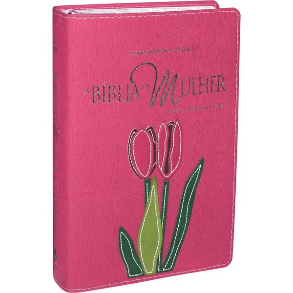 Bíblia da Mulher RA Média Bordas Floridas Tulipa Relevo - Sbb