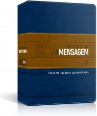 Biblia de Estudo a Mensagem Capa Luxo Azul e Bege - Vida - 1