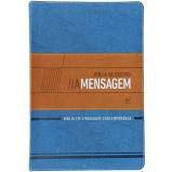 Bíblia de Estudo a Mensagem - Linguagem Contemporânea - Capa Luxo Azul e Bege - Vida