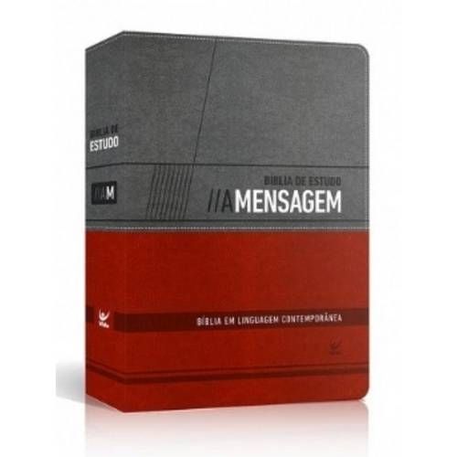 Bíblia de Estudo a Mensagem - Linguagem Contemporânea - Capa Luxo Cinza e Vermelho