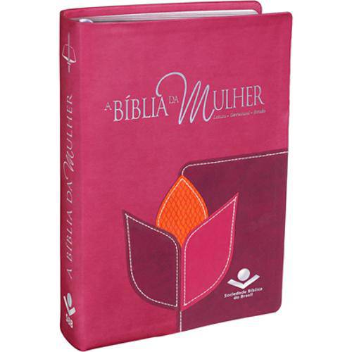 Bíblia de Estudo da Mulher Leitura Devocional Rc - Luxo Flor Pink Média