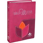 Bíblia de Estudo da Mulher Leitura Devocional Rc - Luxo Flor Pink Média