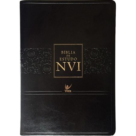 Bíblia de Estudo NVI Capa Luxo Preta PU S/ Índice