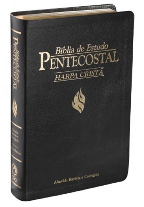 Biblia de Estudo Pentecostal com Harpa - Média - Preta (Preto)