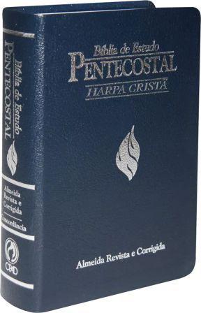 Bíblia de Estudo Pentecostal Média com Harpa Azul - Cpad