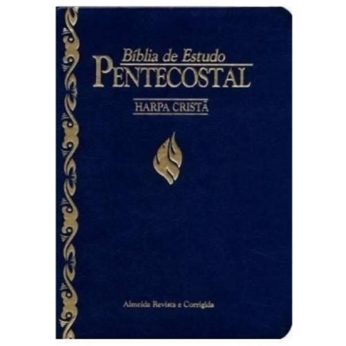 Bíblia de Estudo Pentecostal Pequena - com Harpa Luxo Azul