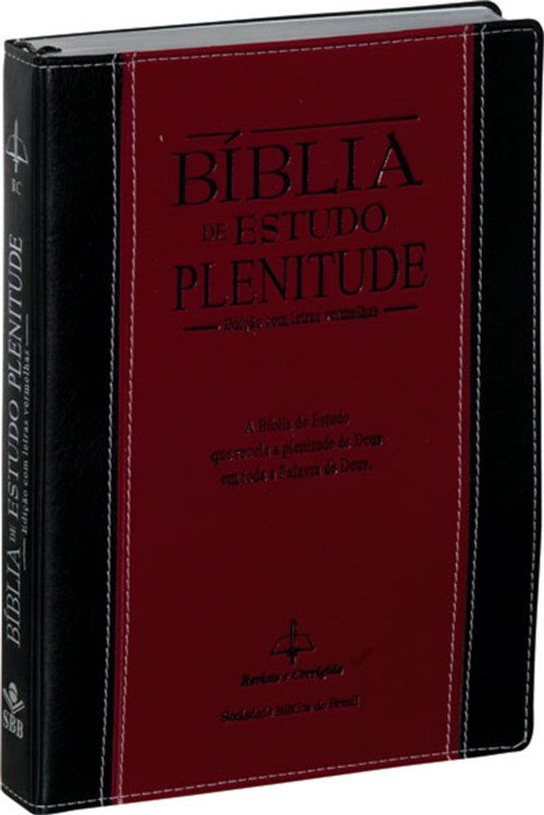 Bíblia de Estudo Plenitude Couro Sintético Preta e Vinho - Rc