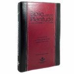 Biblia De Estudo Plenitude Rc - Capa Couro Luxo Vermelho E Preto Com Indice