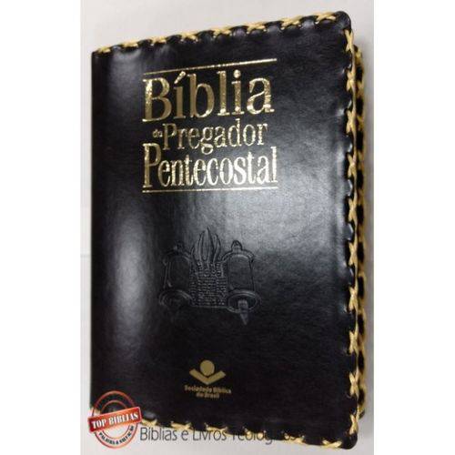 Biblia do Pregador Pentecostal Luxo Pu Preta com Trança