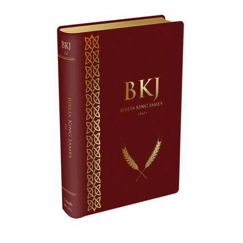Bíblia King James BKJ - Texto Original Fiel 1611 em Português - Luxo Média Vinho