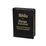 Biblia Letra Grande - Luxo - Preta - C/ Harpa - 12X16cm