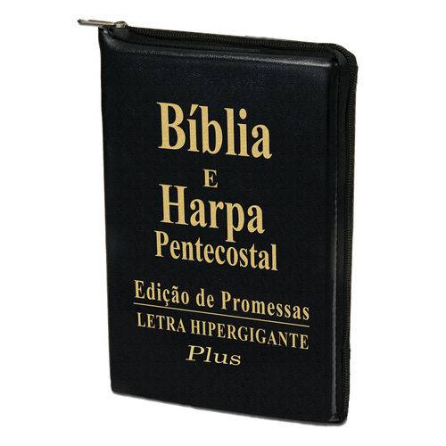 Biblia Letra Hipergigante Plus Zíper Preta com Harpa