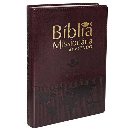 Bíblia Missionária de Estudo Ra - Couro Sintético Vinho Nobre
