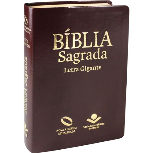 Bíblia Nova Almeida Atualizada Média Letra Gigante - Luxo Marrom Nobre