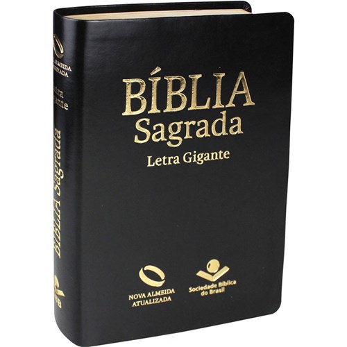 Bíblia Nova Almeida Atualizada Média Letra Gigante - Luxo Preta Nobre