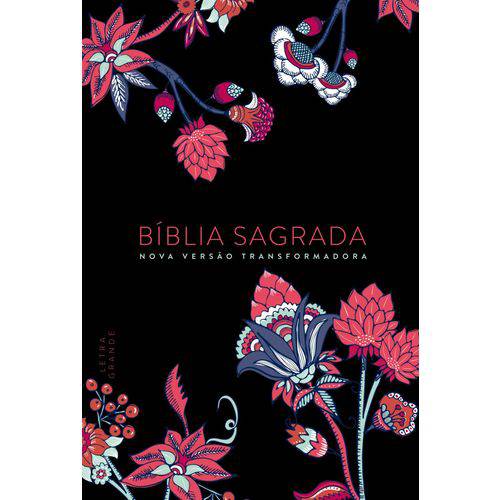 Bíblia Nvt -  Flower Preta - Letra Grande