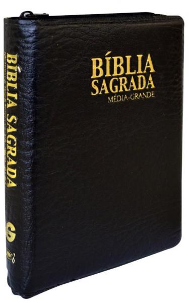 Bíblia Sag.Media Grande C Mapa Zíper - Preta - Geográfica