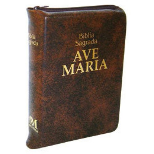 Bíblia Sagrada Ave Maria - Bolso - Capa Zíper Marrom 2177