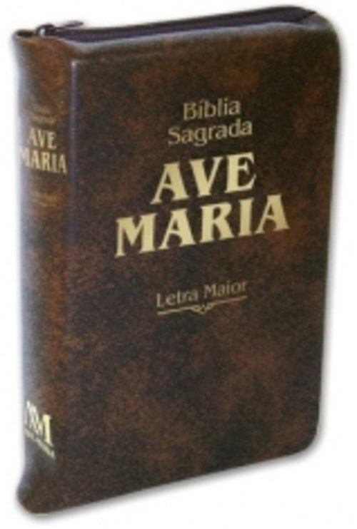 Biblia Sagrada Ave Maria - Letra Maior - Marrom Ziper - Ave Maria