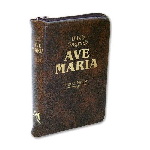 Bíblia Sagrada Ave-maria - Letra Maior - Marrom Zíper