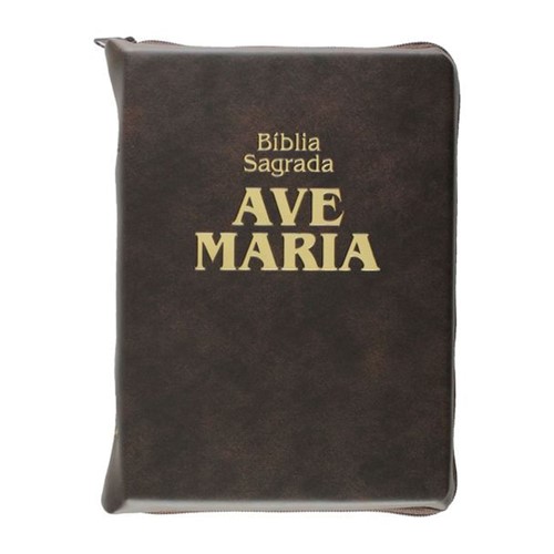 Bíblia Sagrada Ave Maria Média - Capa Zíper Marrom 2176
