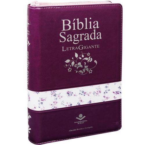 Bíblia Sagrada com Índice e Letra Gigante Zíper Uva