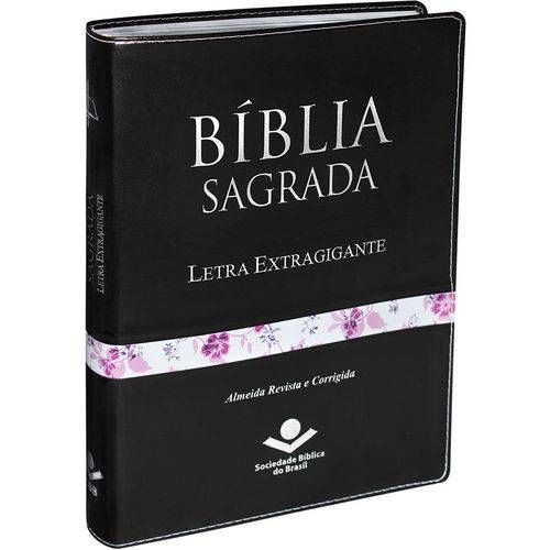 Bíblia Sagrada - com Letra Extragigante - Luxo Preta e Floral