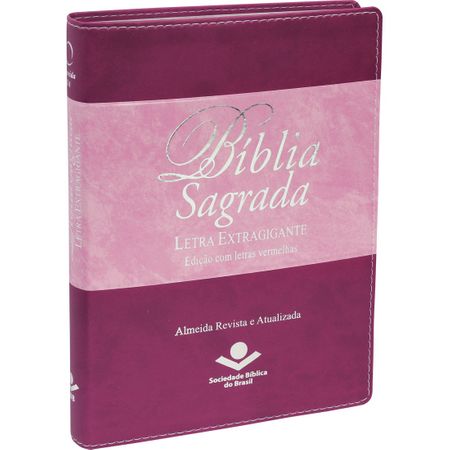 Bíblia Sagrada ExtraGigante Edição Letras Vermelhas Rosa e Vinho