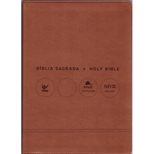 Bíblia Sagrada Grande - Holy Bible - Português/Inglês - Nvi - Marrom