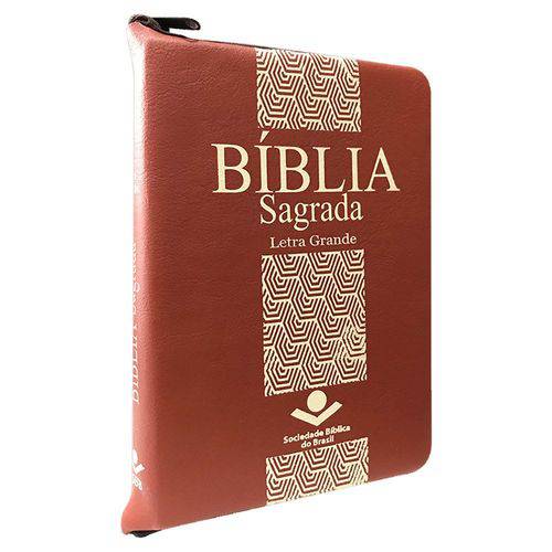 Bíblia Sagrada - Letra Grande com Zíper - Marrom