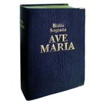 Biblia Sagrada Luxo Azul Bolso - Ave Maria