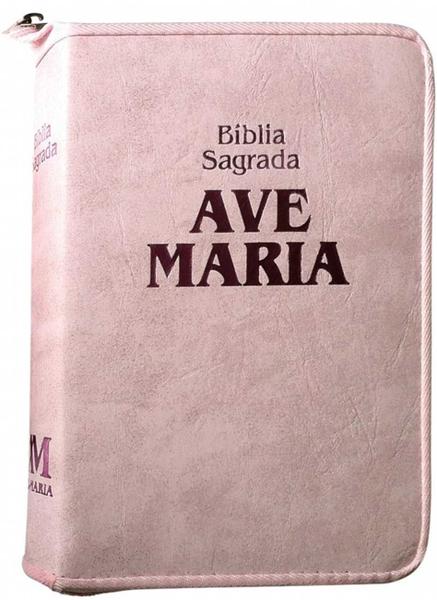 Bíblia Sagrada Média - Zíper Strike - Rosa - Ave Maria